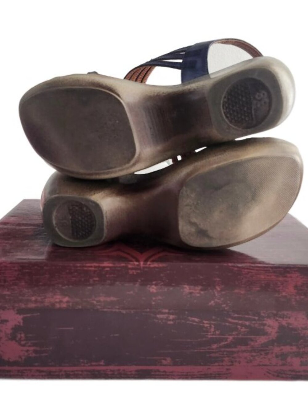 Jafa Leather Strappy Sandals Open Toe Blue Blueberry Womens Size 38 Euro 7.5 US - Picture 6 of 6